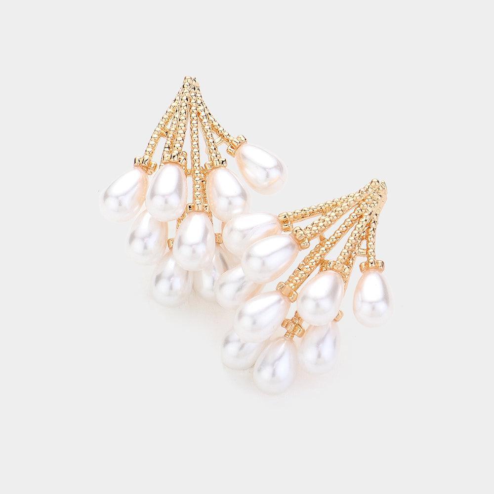 Gold Pearl Cluster Drop Earrings - Jewelry Store by Erik Rayo