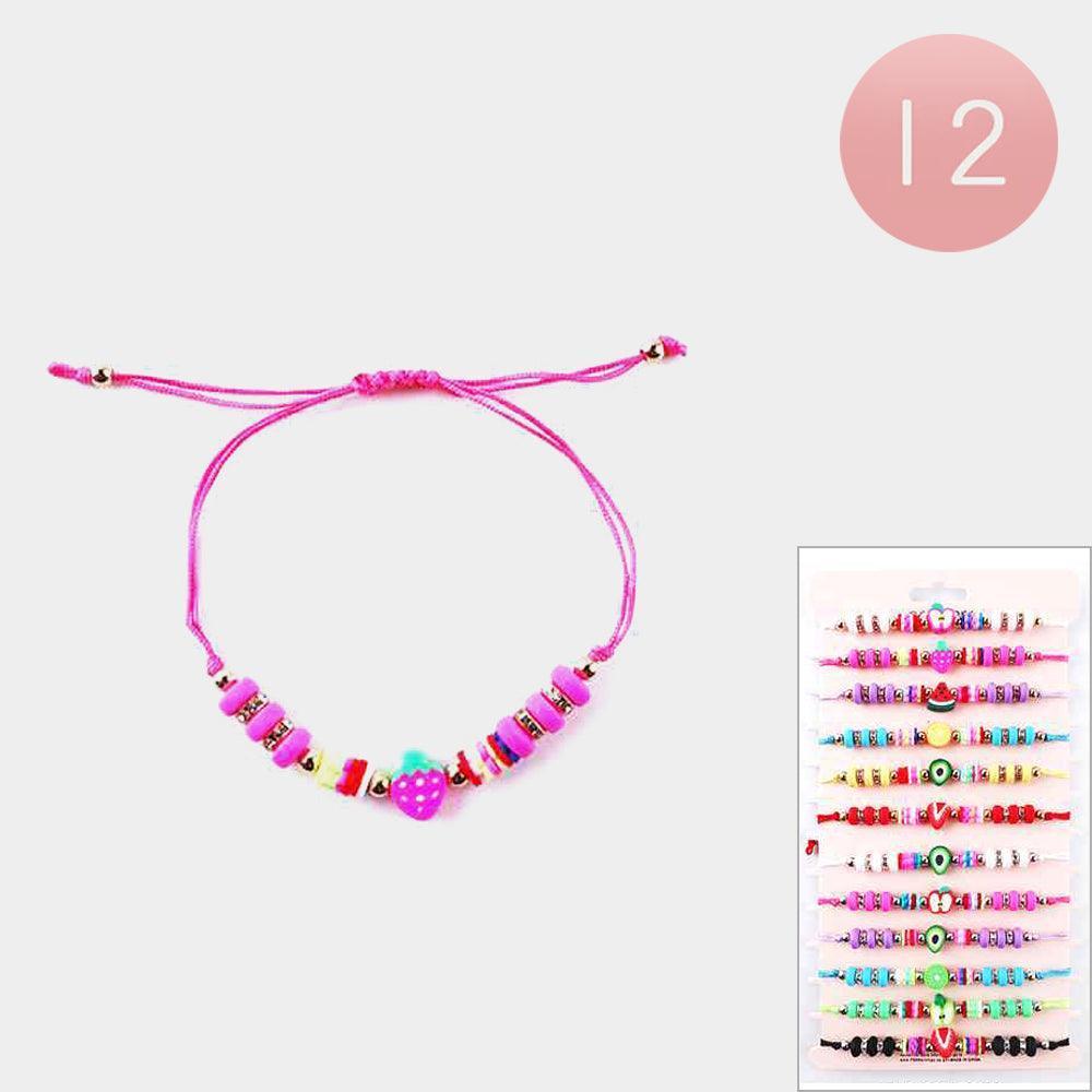 12PCS - Fruits Accented Heishi Beaded Adjustable Bracelets - Jewelry Store by Erik Rayo