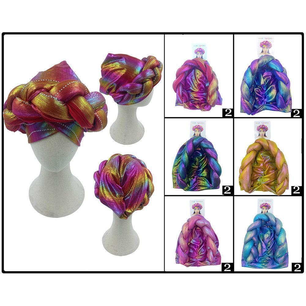 Braided Rainbow Turban Hats 12 Pack - Jewelry Store by Erik Rayo