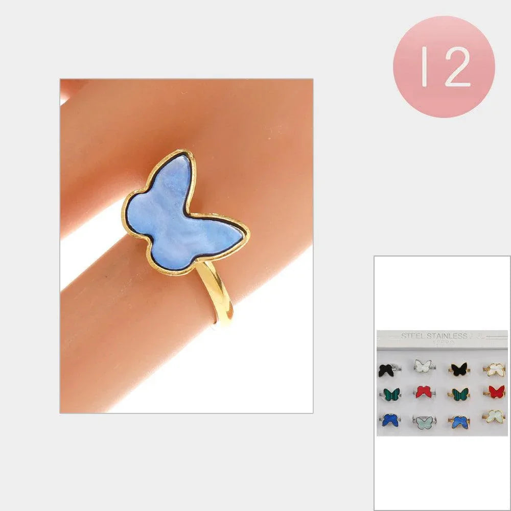 12PCS - Butterfly Stainless Steel Rings - Jewelry Store by Erik Rayo