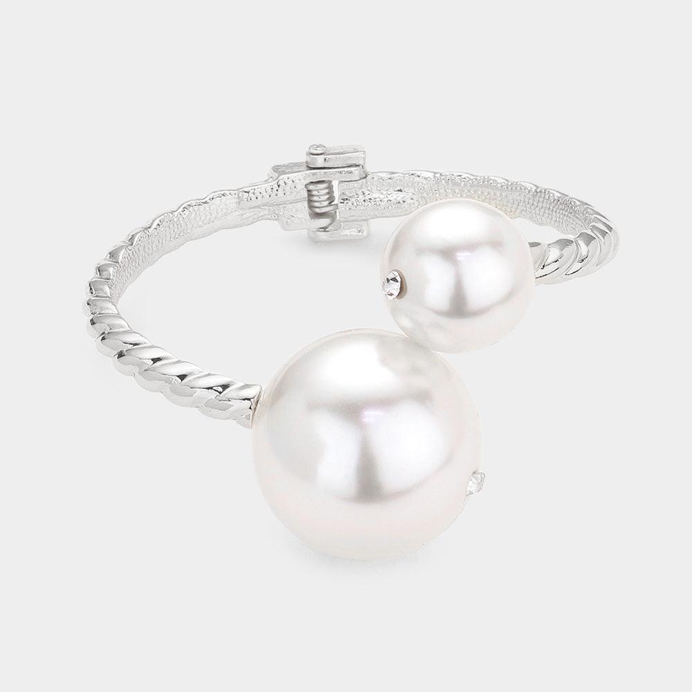 White Pearl Hinged Bracelet - Jewelry Store by Erik Rayo