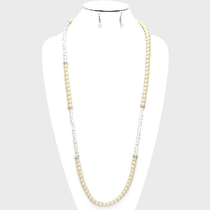 Cream Stone Accented Pearl Necklace - Jewelry Store by Erik Rayo