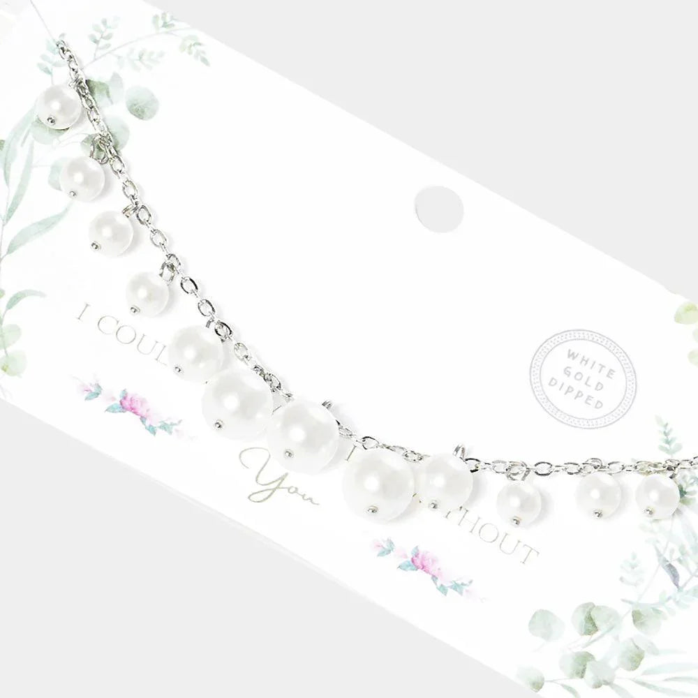 Gold White Gold Dipped Drooped Pearl Necklace - Jewelry Store by Erik Rayo