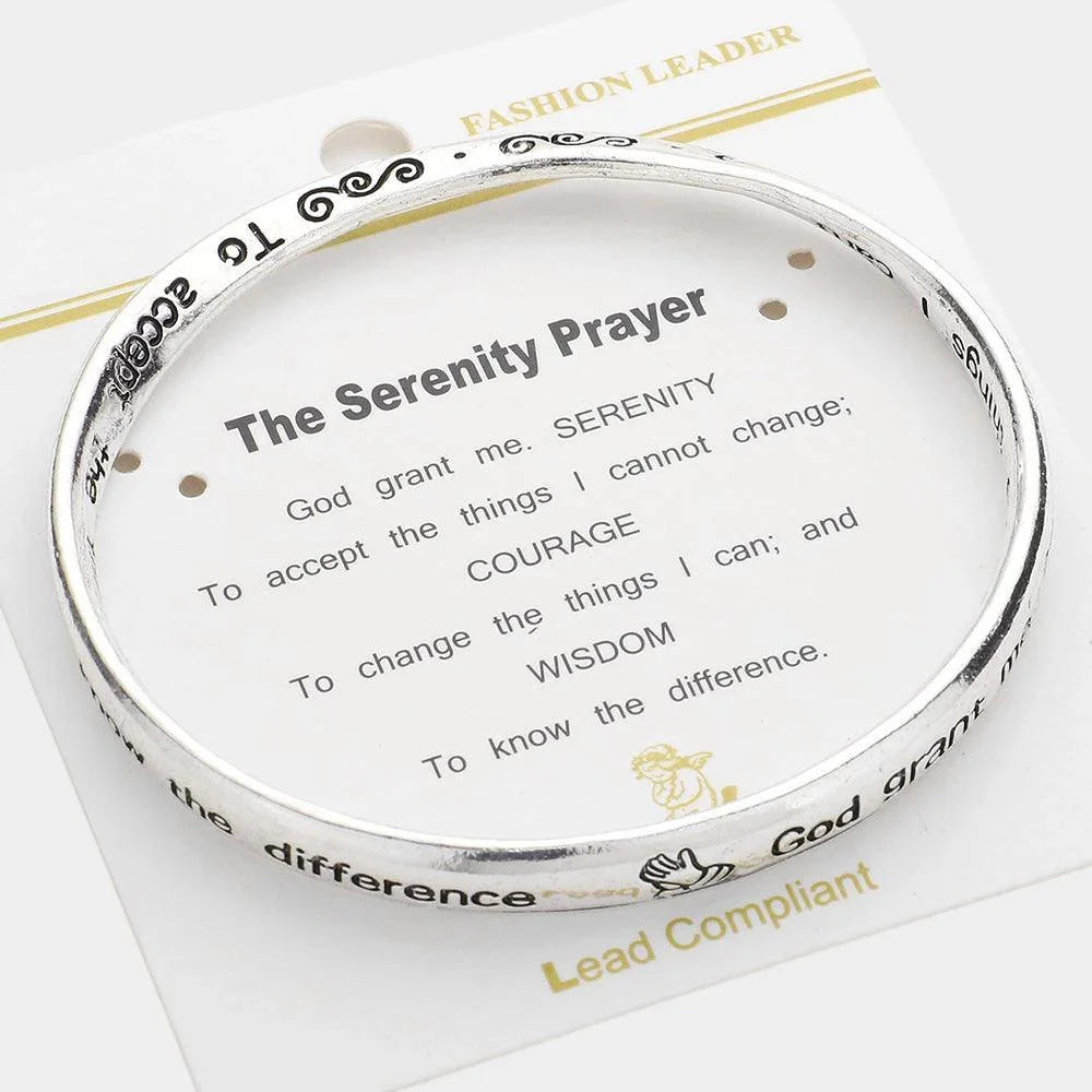 Silver The Serenity Prayer Message Bangle Bracelet - Jewelry Store by Erik Rayo