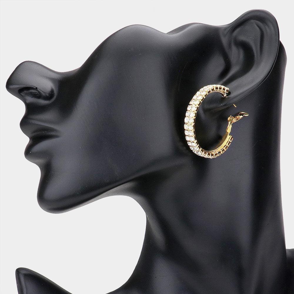 Gold Rhinestone Hoop Earrings - Jewelry Store by Erik Rayo