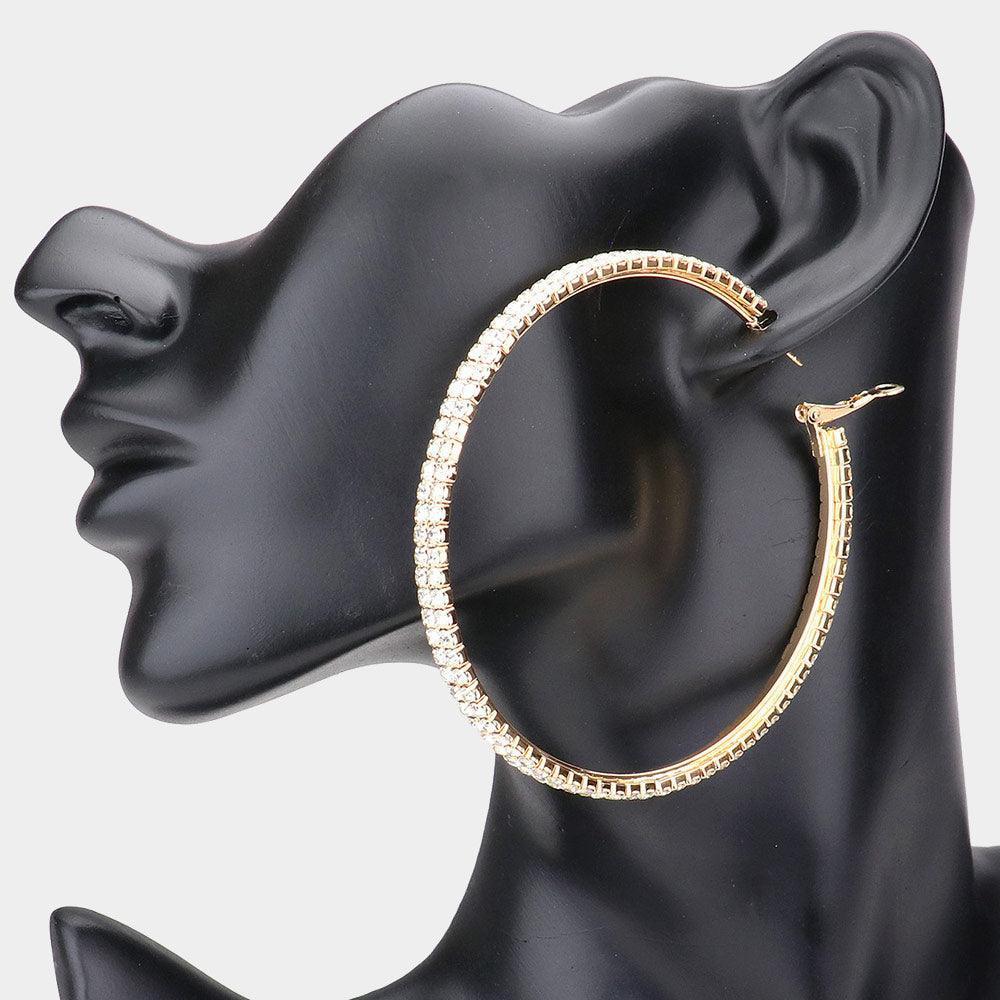 Gold Rhinestone Hoop Earrings - Jewelry Store by Erik Rayo