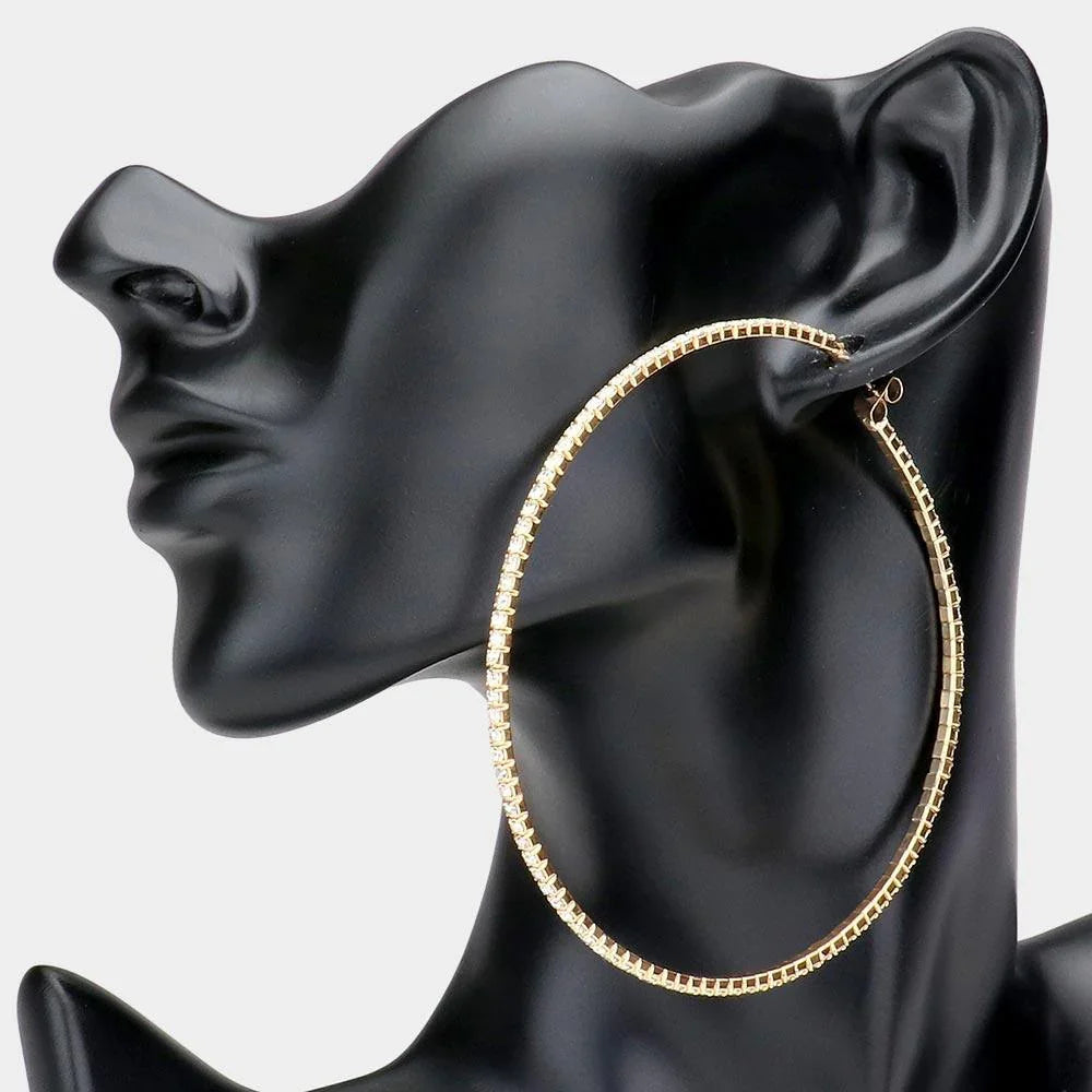 Gold Rhinestone Hoop Earrings - Jewelry Store by Erik Rayo