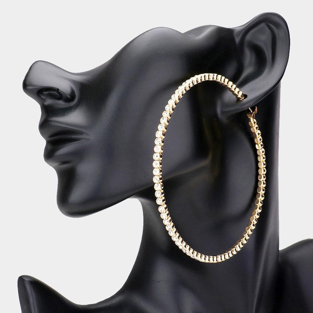 Gold Round Stone Hoop Earrings - Jewelry Store by Erik Rayo
