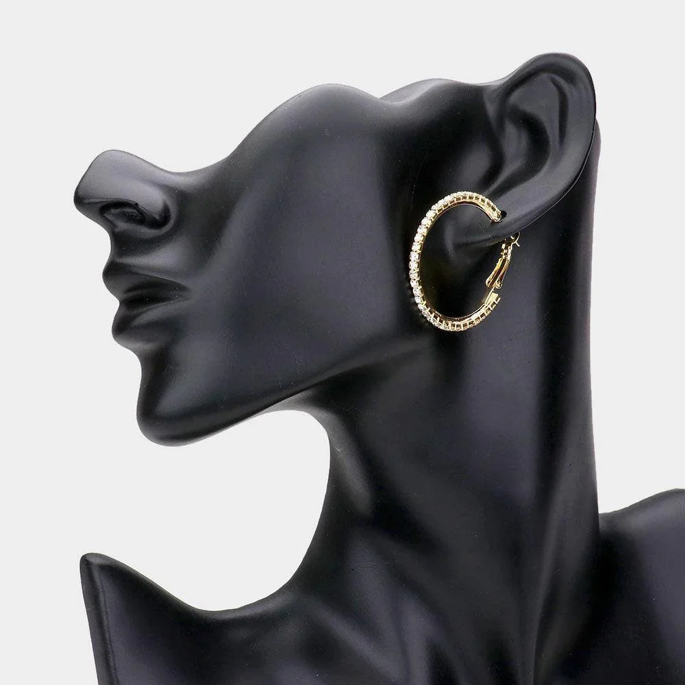 Gold Rhinestone Hoop Earrings - Jewelry Store by Erik Rayo