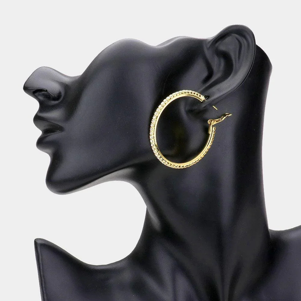 Gold Rhinestone Hoop Earrings - Jewelry Store by Erik Rayo