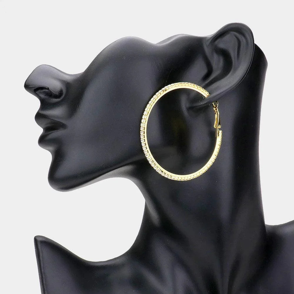 Gold Rhinestone Hoop Earrings - Jewelry Store by Erik Rayo