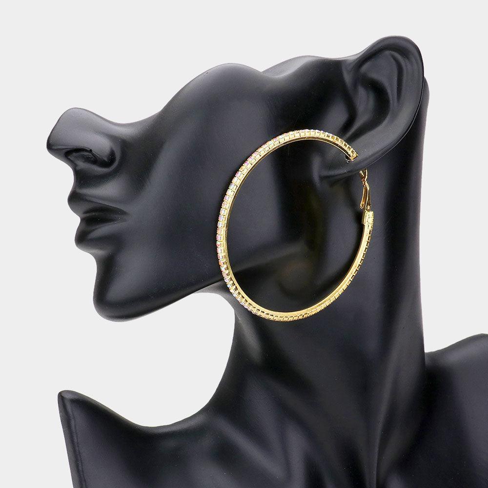 Gold Rhinestone Hoop Earrings - Jewelry Store by Erik Rayo