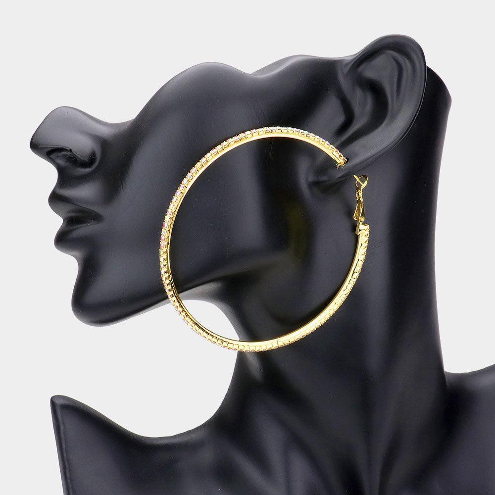 Gold Rhinestone Hoop Earrings - Jewelry Store by Erik Rayo