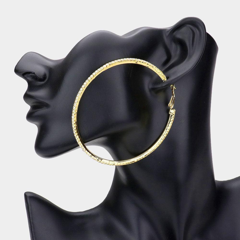 Gold Rhinestone Hoop Earrings - Jewelry Store by Erik Rayo
