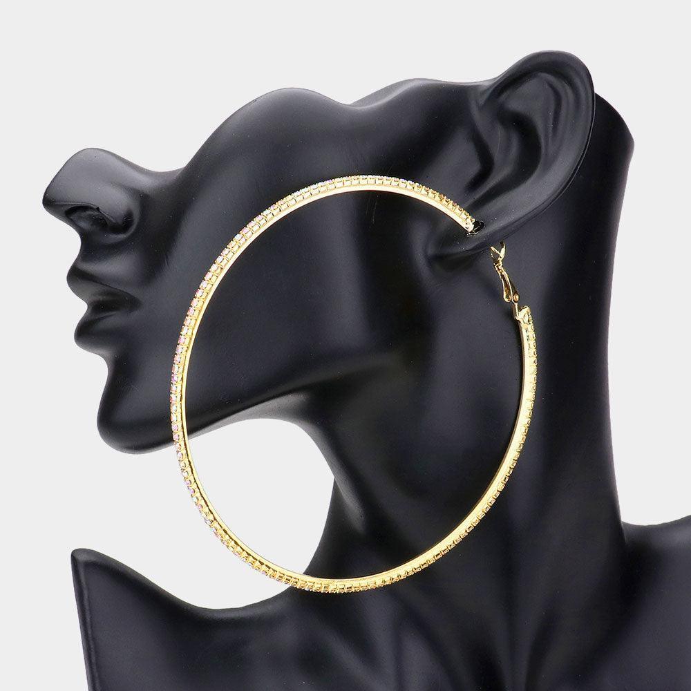 Gold Rhinestone Hoop Earrings - Jewelry Store by Erik Rayo