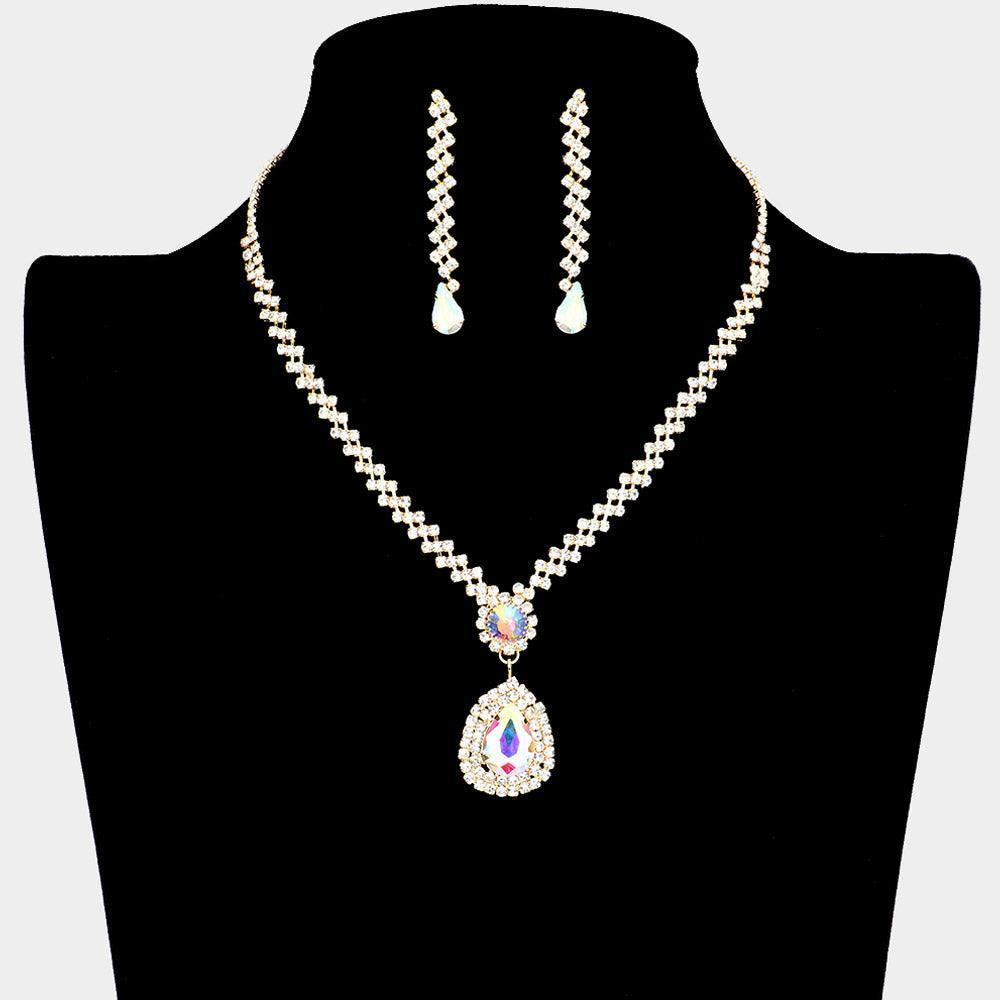 Gold Teardrop Crystal Rhinestone Necklace - Jewelry Store by Erik Rayo
