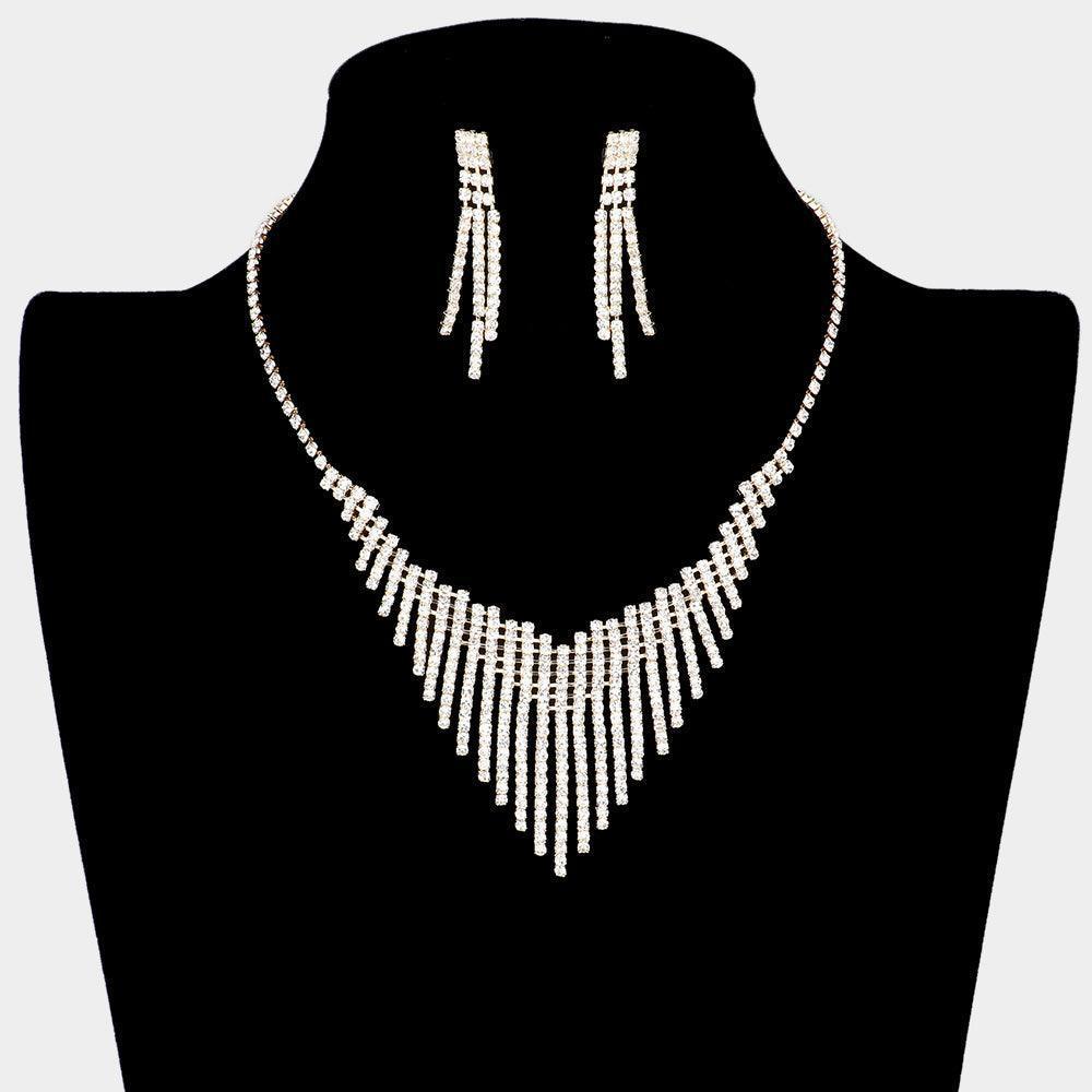 Gold Bar Embellished Necklace Rhinestone Paved - Jewelry Store by Erik Rayo
