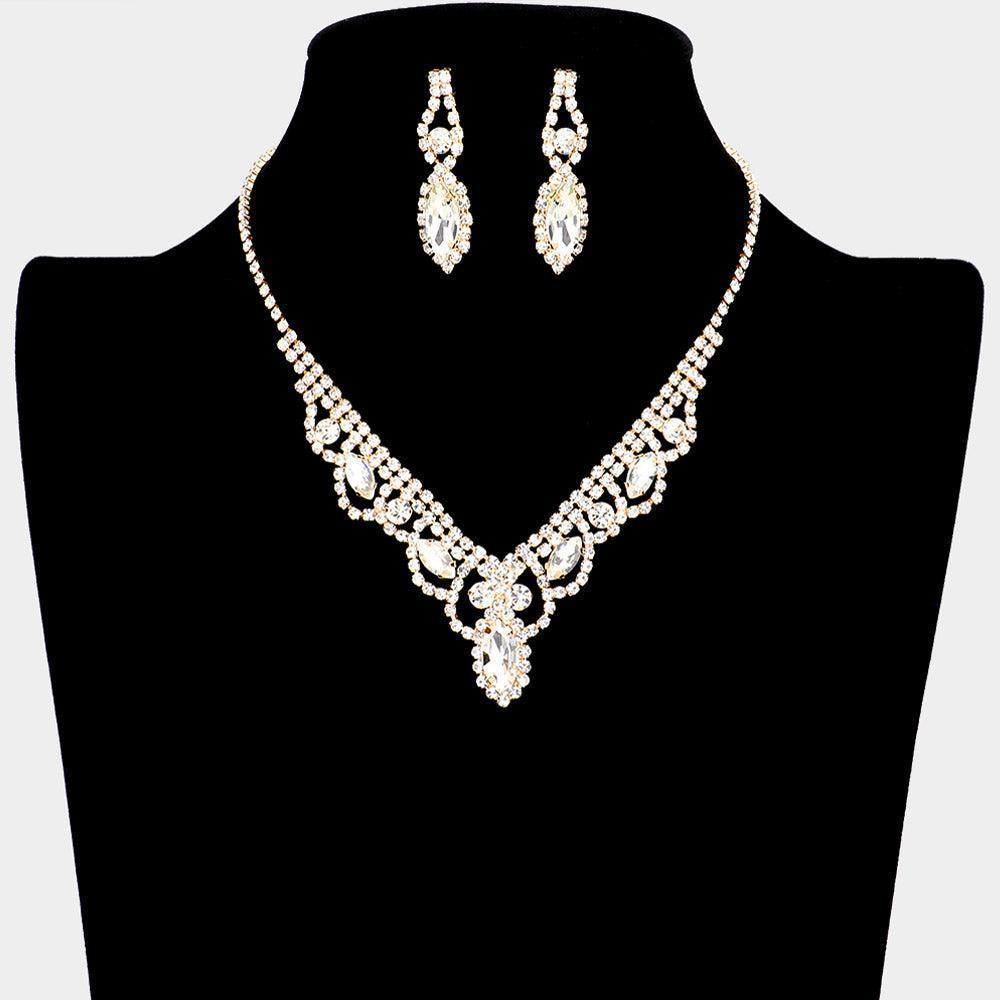 Gold Crystal Necklace Rhinestone Paved - Jewelry Store by Erik Rayo