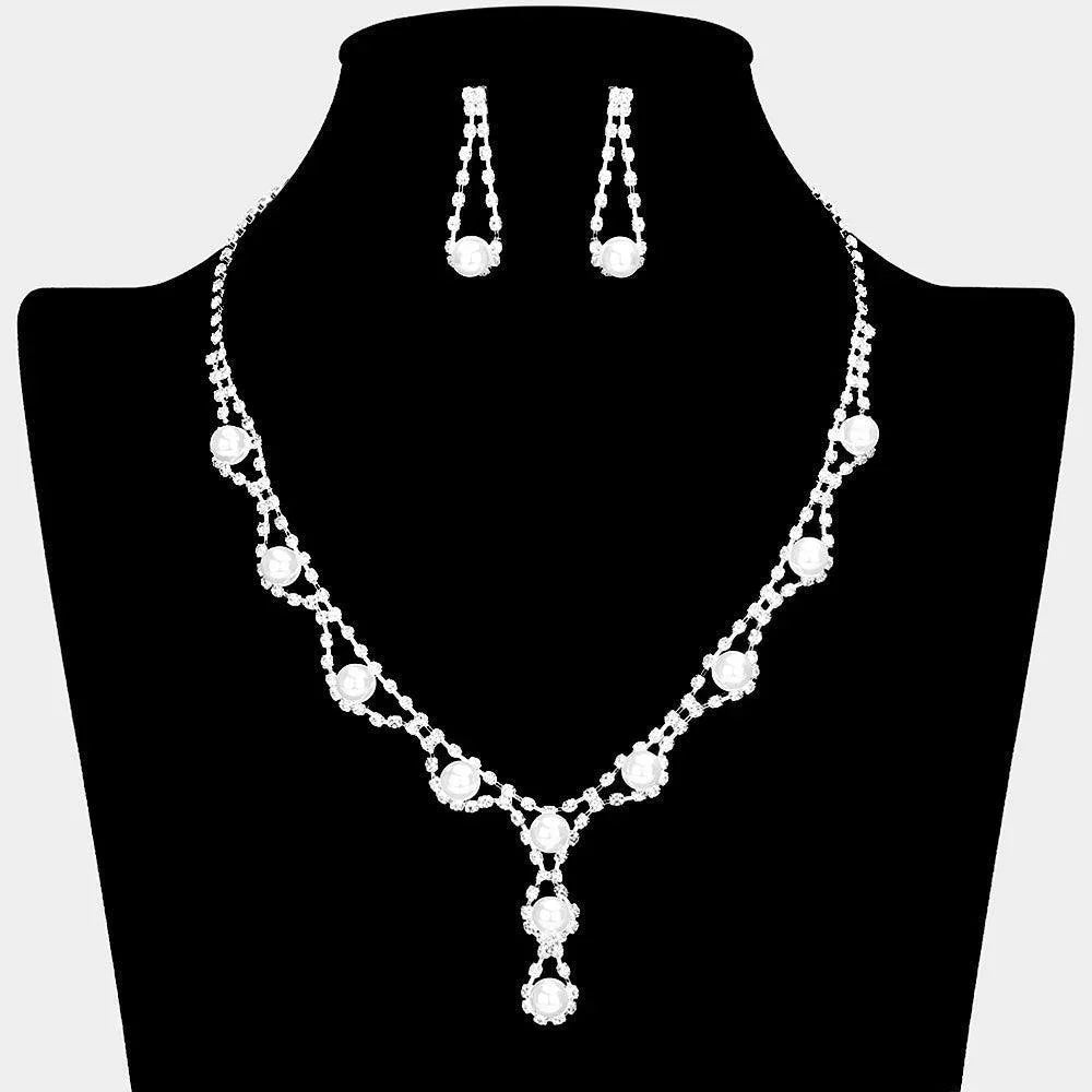 White Pearl Necklace Rhinestone Paved - Jewelry Store by Erik Rayo