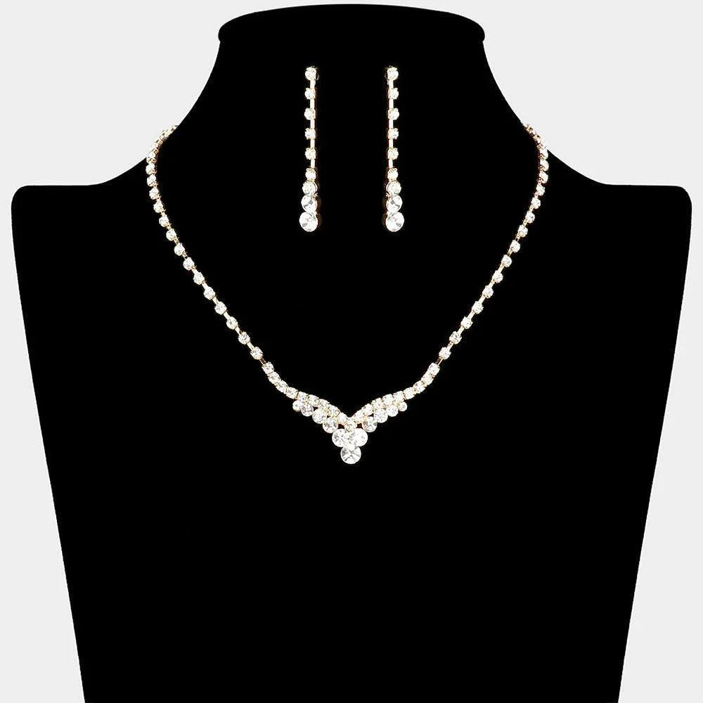 Gold Bubble Stone Detail Rhinestone Necklace - Jewelry Store by Erik Rayo
