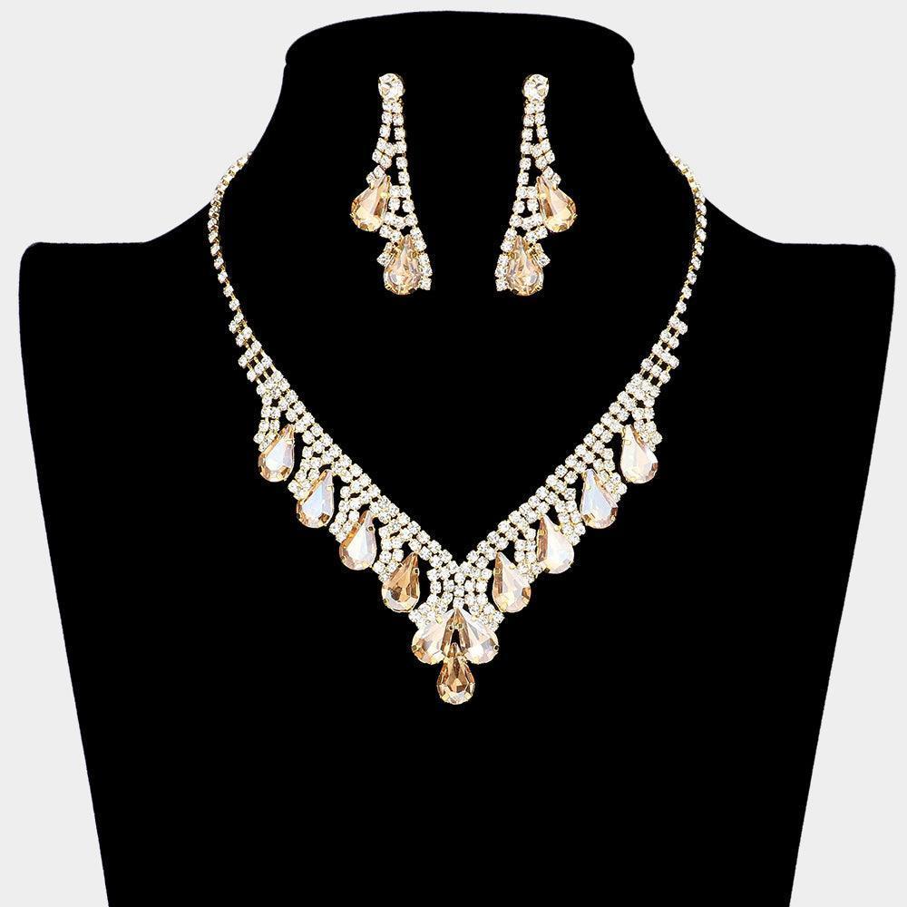 Teardrop Stone Accented Rhinestone Necklace - Jewelry Store by Erik Rayo