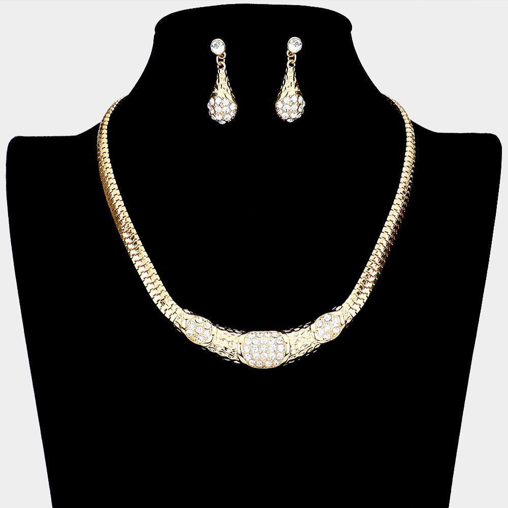 Gold Snake Chain Rhinestone Detail Necklace - Jewelry Store by Erik Rayo
