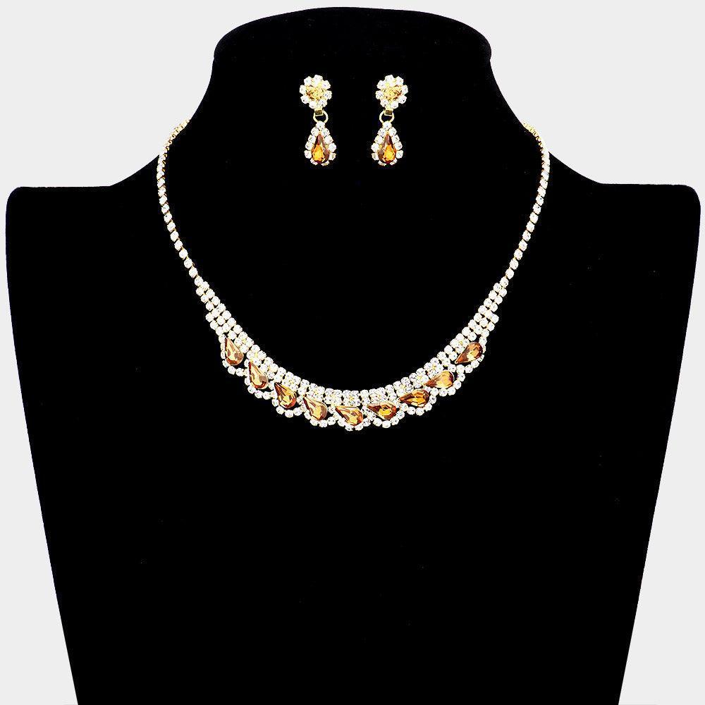 Teardrop Stone Accented Rhinestone Necklace - Jewelry Store by Erik Rayo