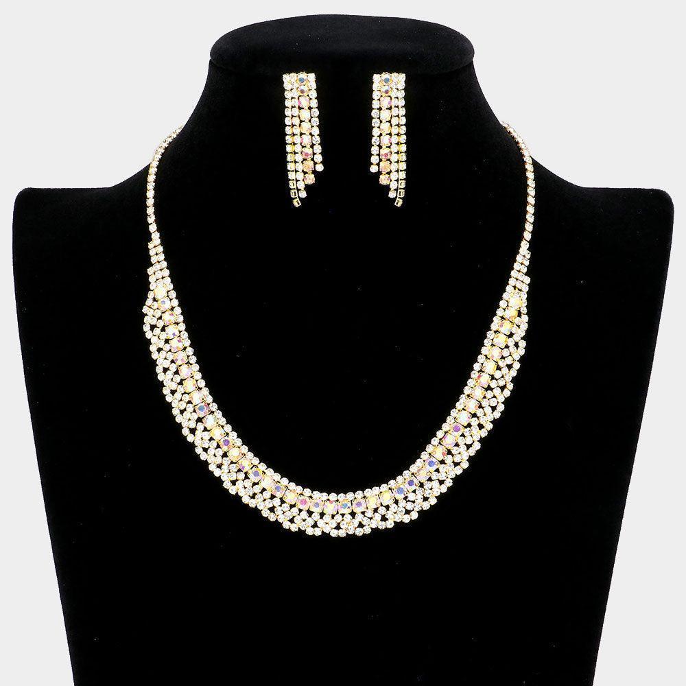 Gold Crystal Necklace Rhinestone Paved - Jewelry Store by Erik Rayo
