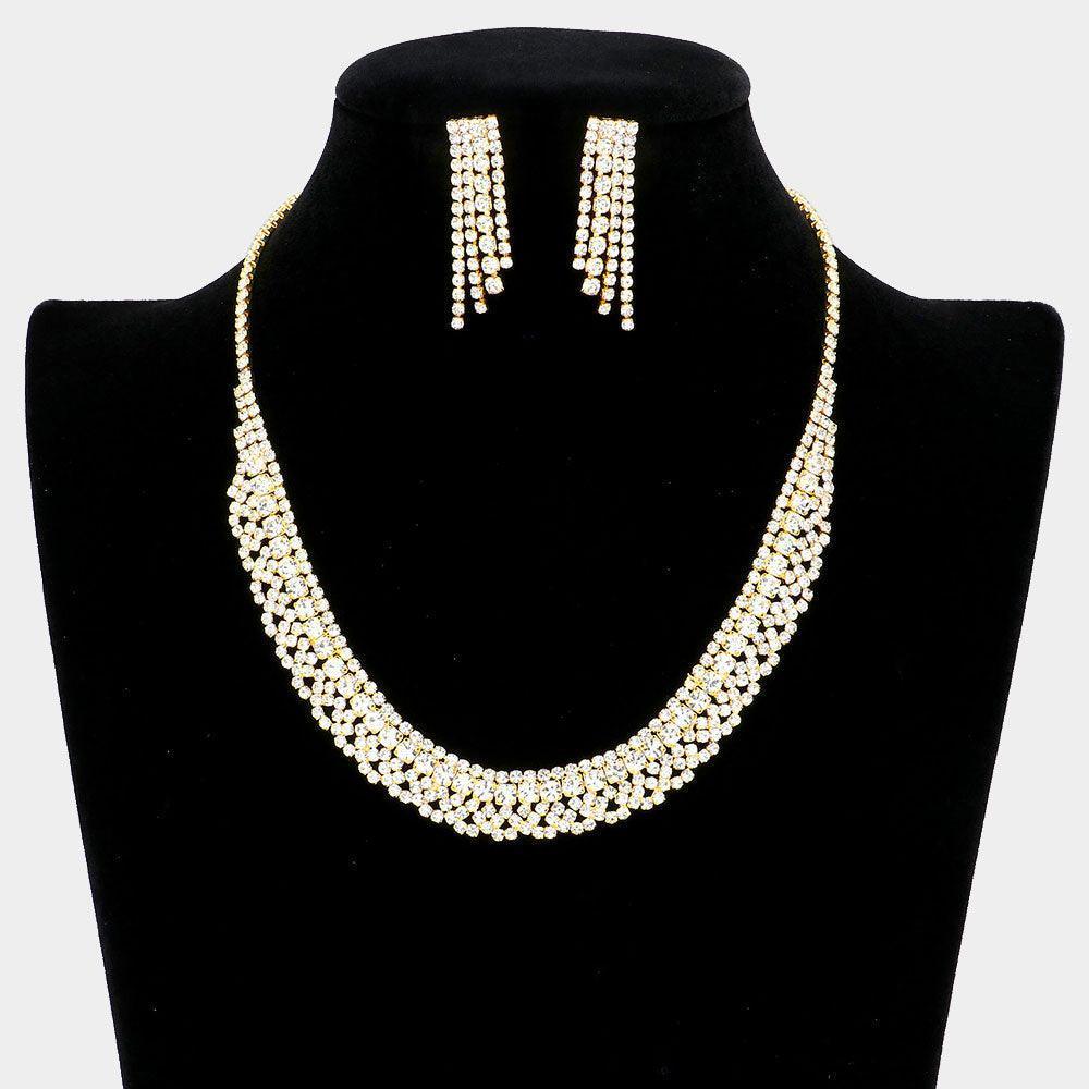 Gold Crystal Necklace Rhinestone Paved - Jewelry Store by Erik Rayo