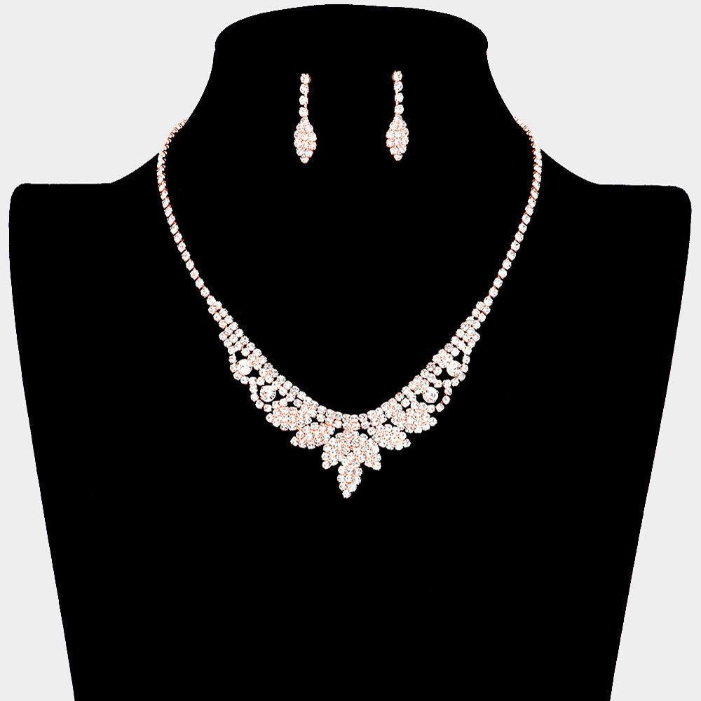 Rose Gold Crystal Necklace Rhinestone Paved - Jewelry Store by Erik Rayo