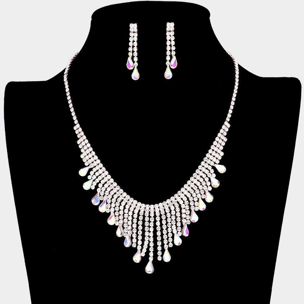 Rose Gold Crystal Rhinestone Fringe Necklace - Jewelry Store by Erik Rayo