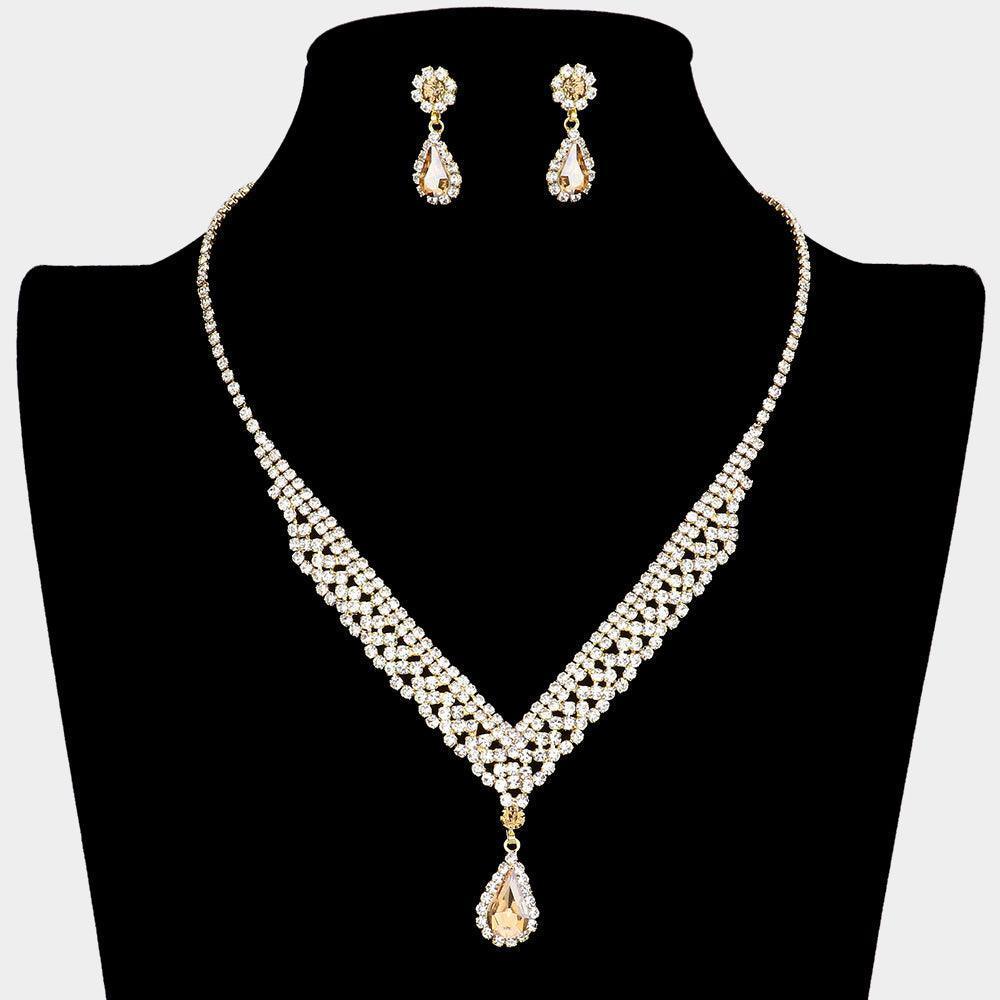 Teardrop Stone Accented Rhinestone Necklace - Jewelry Store by Erik Rayo