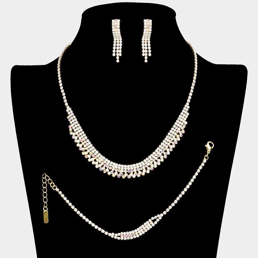 Gold Necklace Jewelry Set Rhinestone Paved - Jewelry Store by Erik Rayo