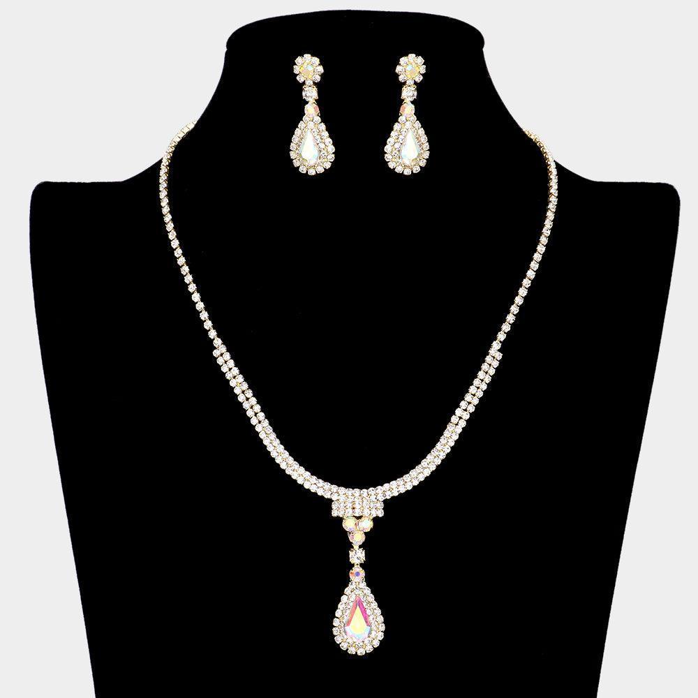 Teardrop Stone Accented Rhinestone Necklace - Jewelry Store by Erik Rayo