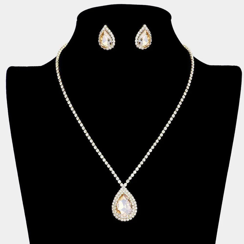 Teardrop Stone Accented Rhinestone Necklace - Jewelry Store by Erik Rayo