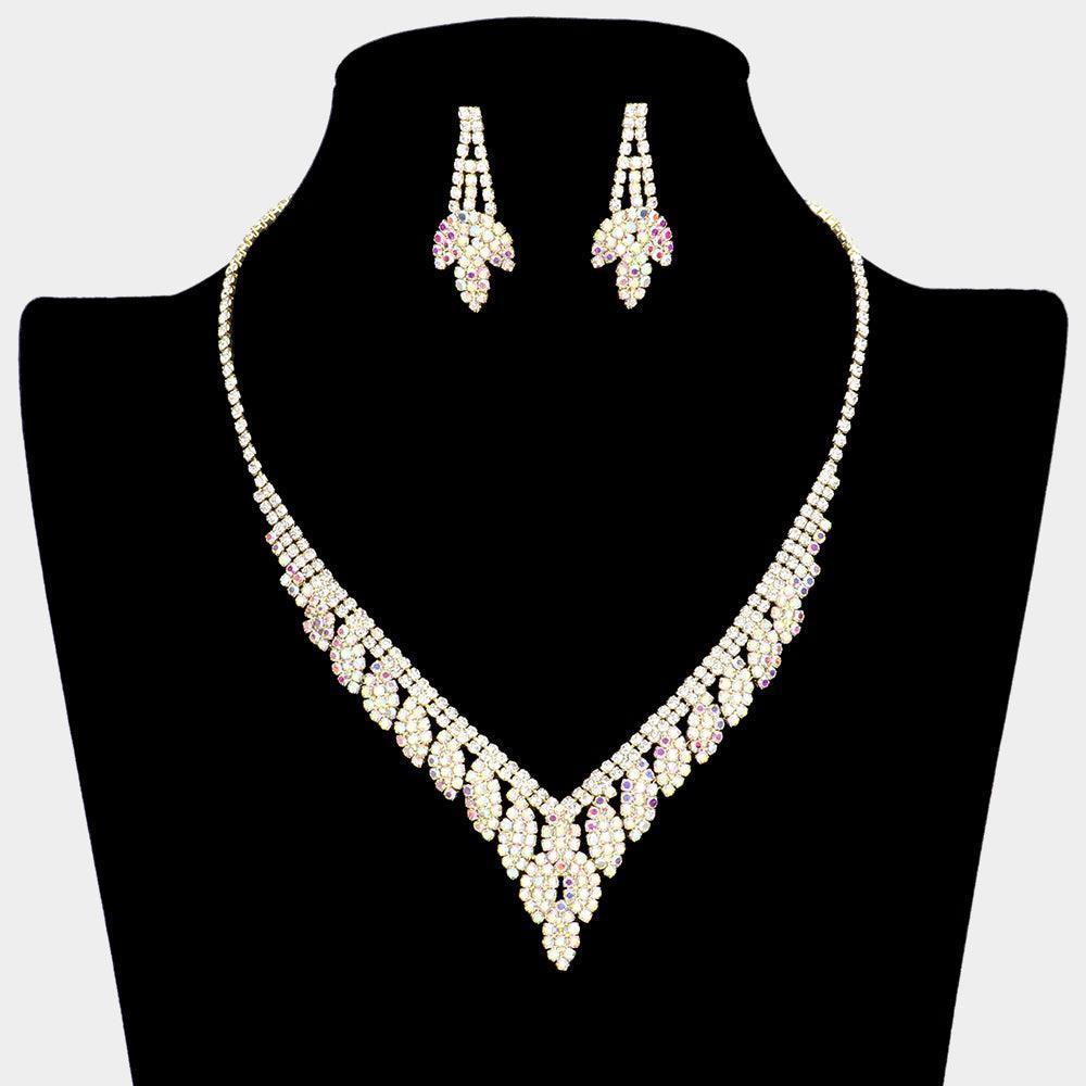 Gold Marquise Cluster Necklace Rhinestone Paved - Jewelry Store by Erik Rayo