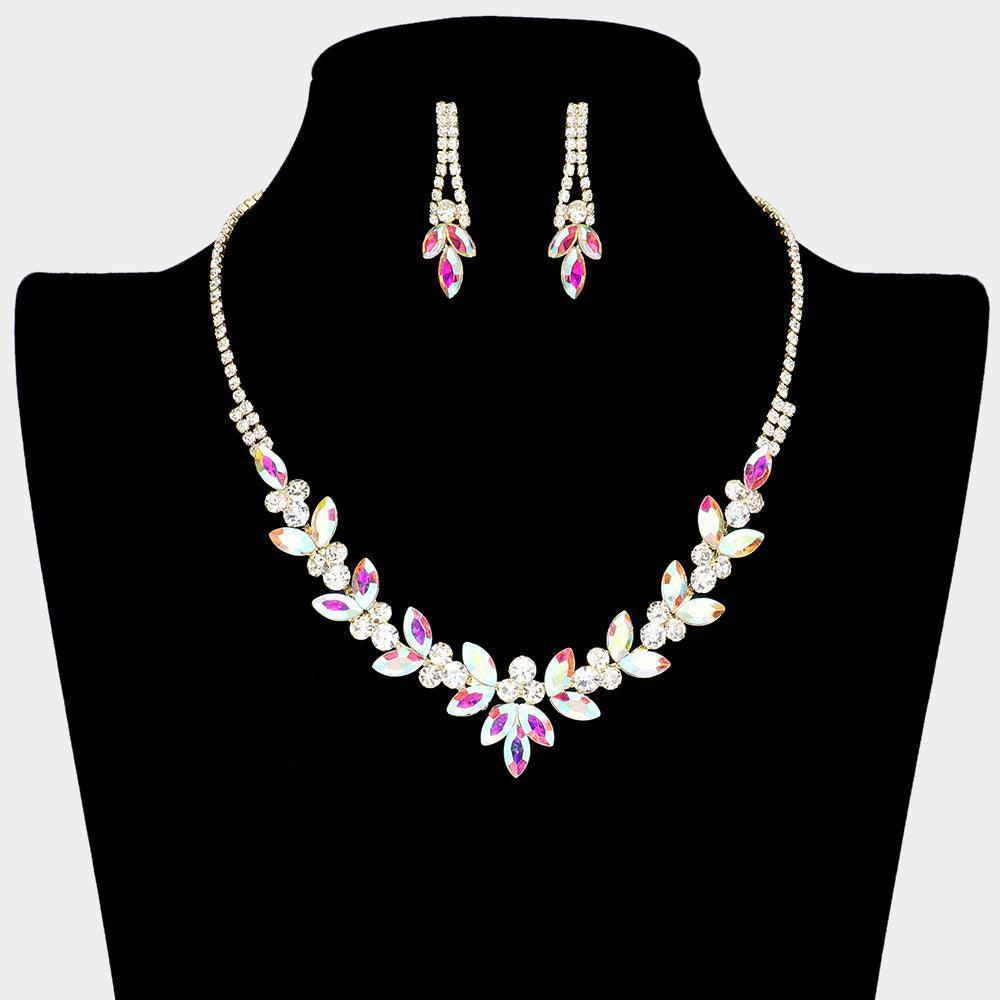 Gold Marquise Stone Accented Rhinestone Necklace - Jewelry Store by Erik Rayo