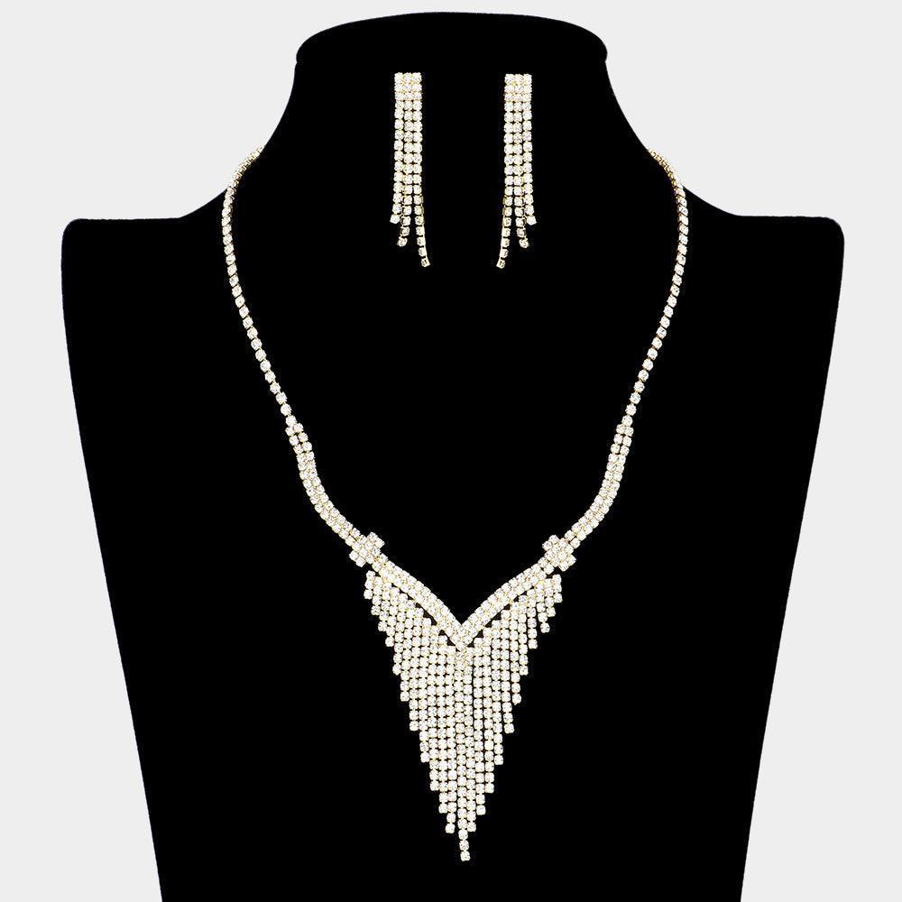 Gold Rhinestone Fringe Necklace - Jewelry Store by Erik Rayo
