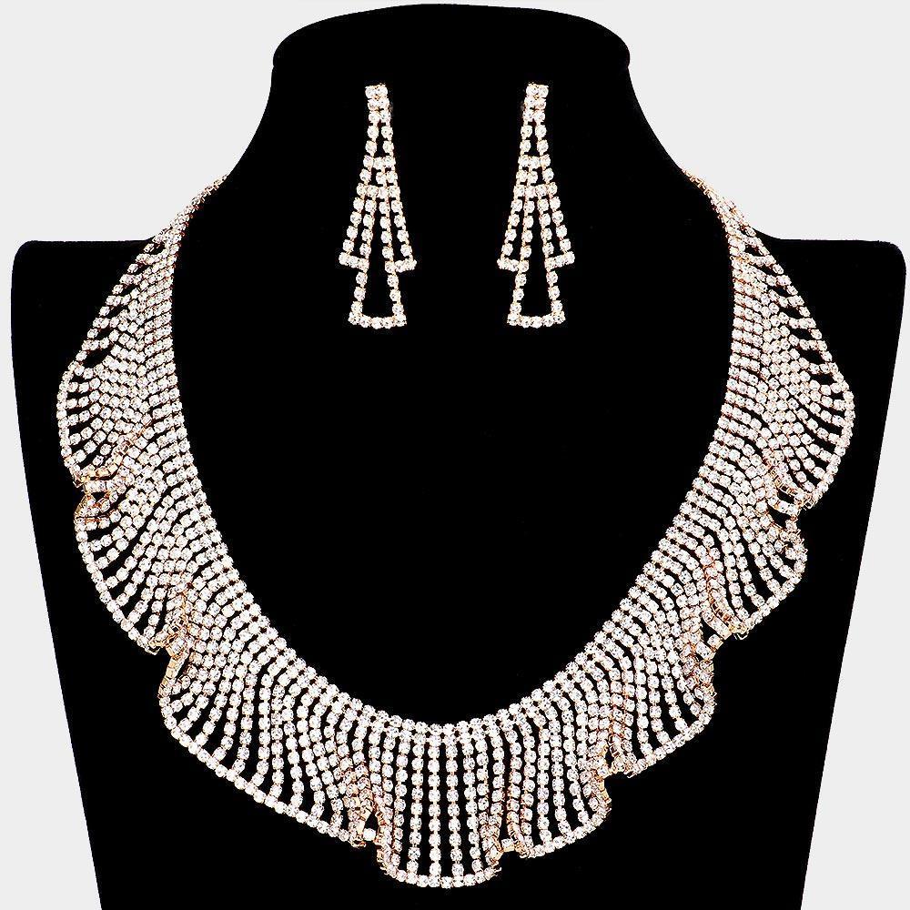 Gold Rhinestone Crystal Bib Necklace - Jewelry Store by Erik Rayo