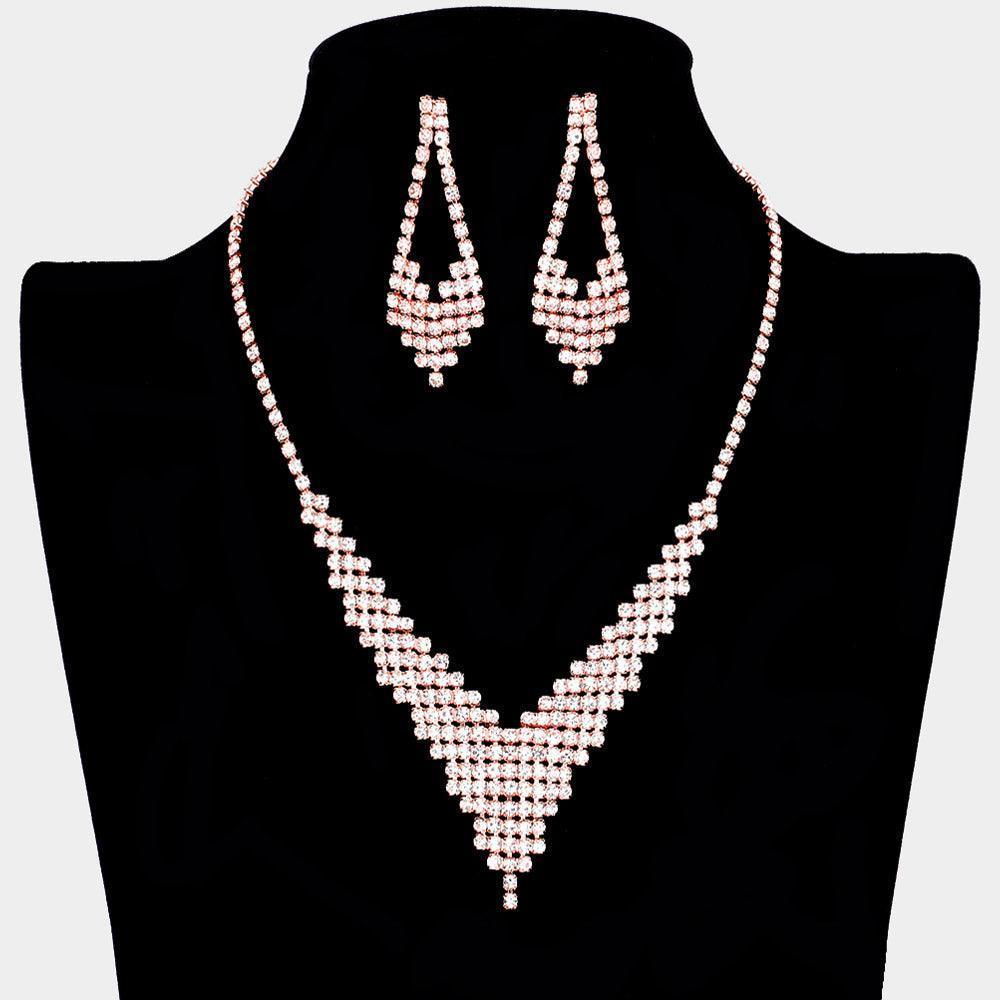 Rose Gold Crystal Rhinestone Necklace - Jewelry Store by Erik Rayo
