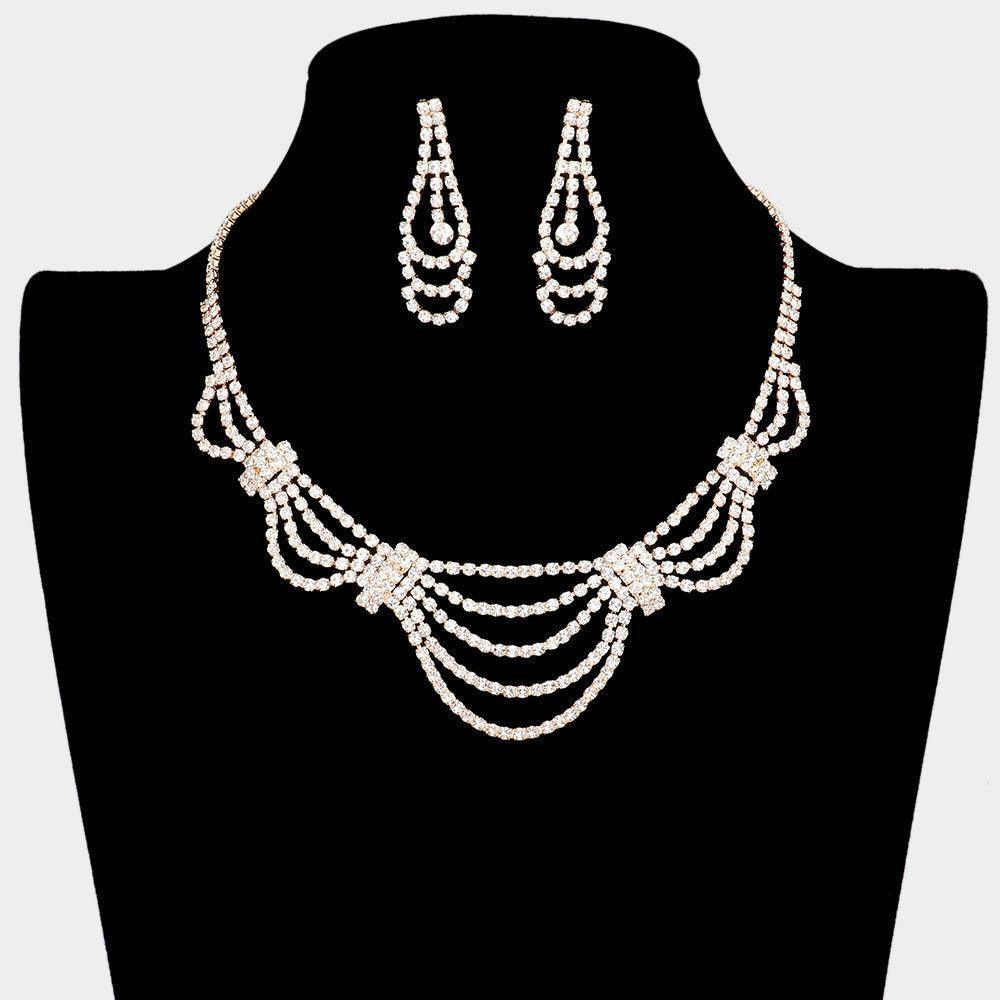 Gold Draped Rhinestone Necklace - Jewelry Store by Erik Rayo
