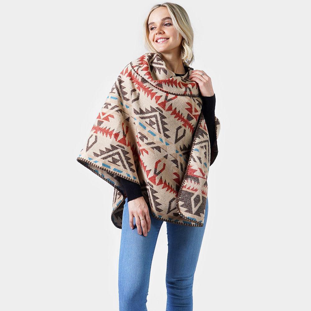 Beige Western Pattern Poncho - Jewelry Store by Erik Rayo