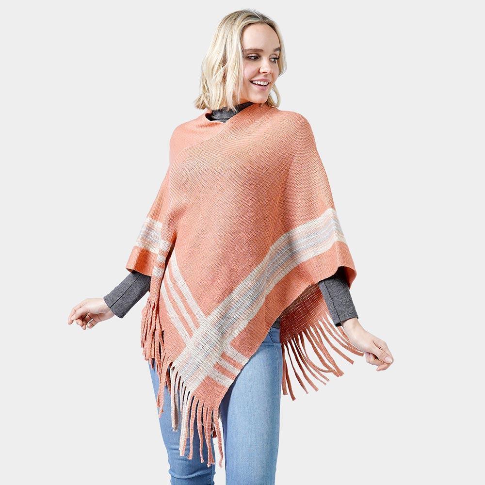 Coral Knit Poncho With Tassel - Jewelry Store by Erik Rayo