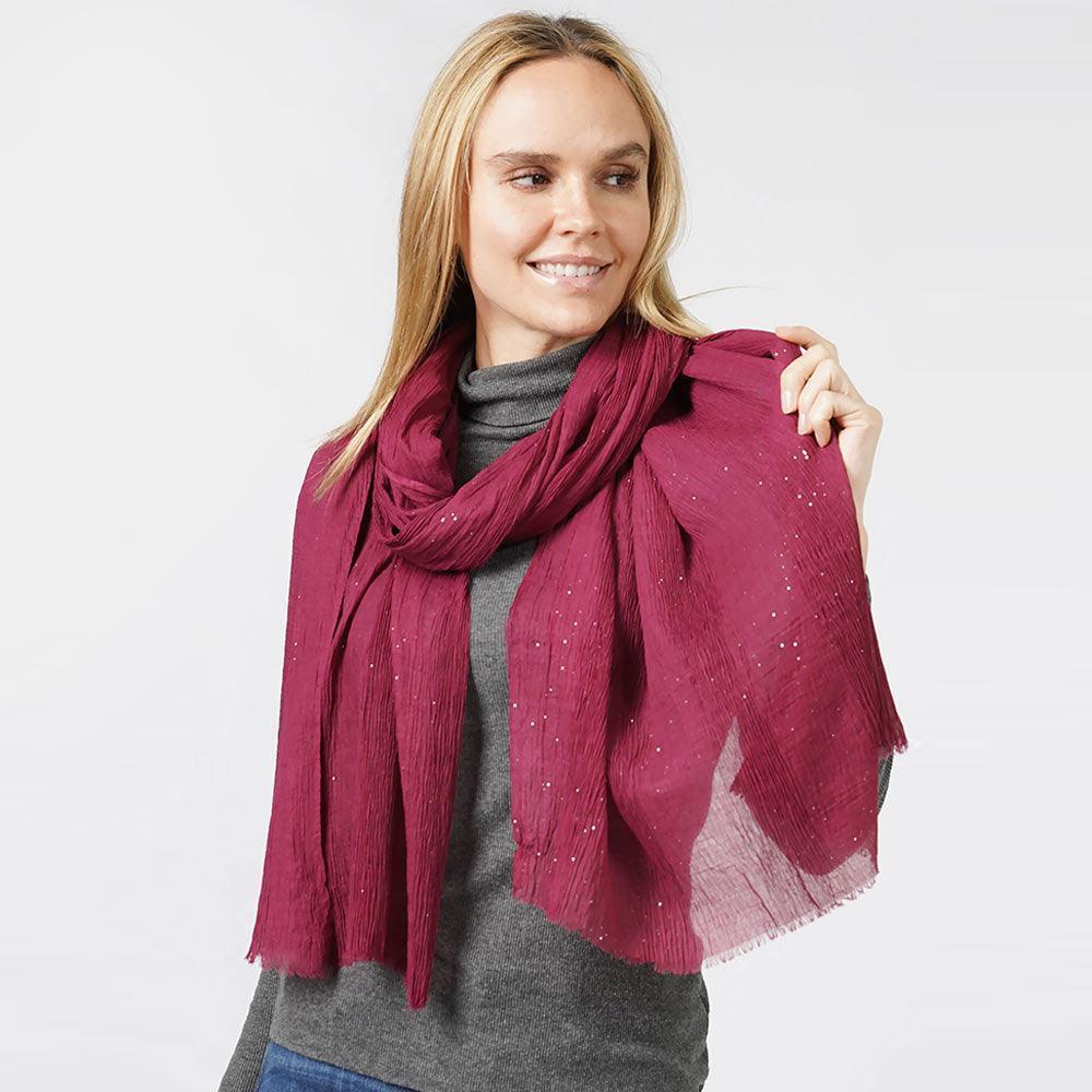 Burgundy Glittered Crinkle Scarf - Jewelry Store by Erik Rayo