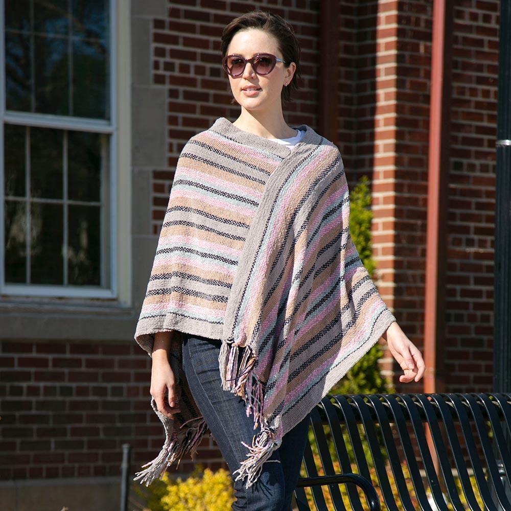 Gray Stripe Patterned Poncho - Jewelry Store by Erik Rayo