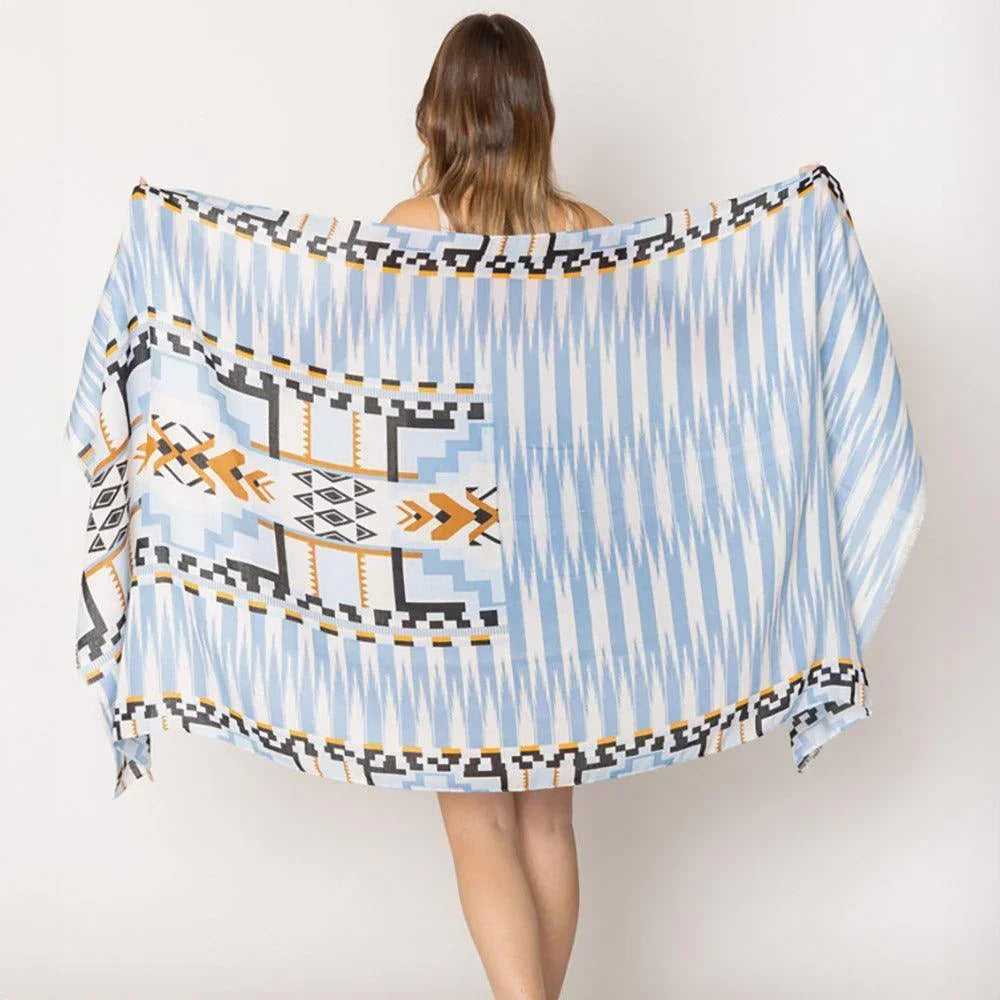 Blue Aztec Print Scarf - Jewelry Store by Erik Rayo