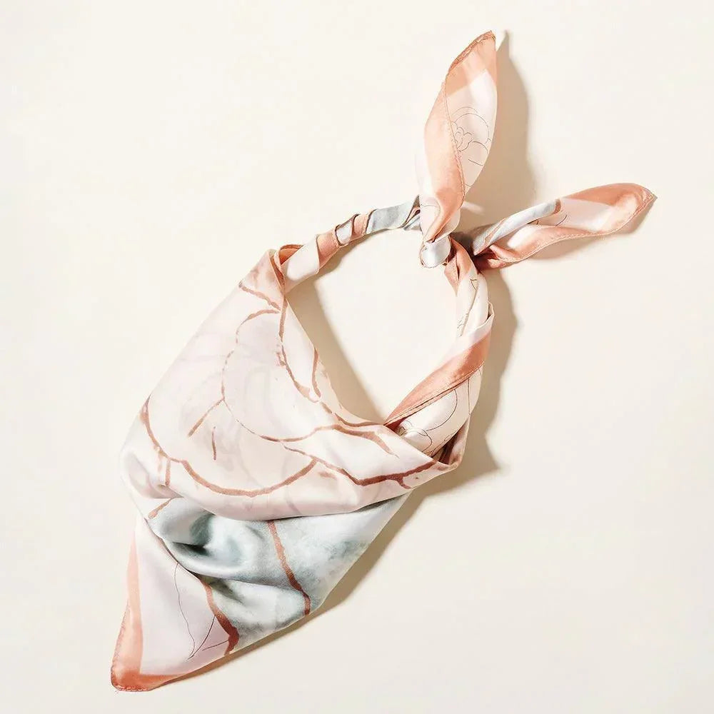 Beige Flower Printed Scarf - Jewelry Store by Erik Rayo