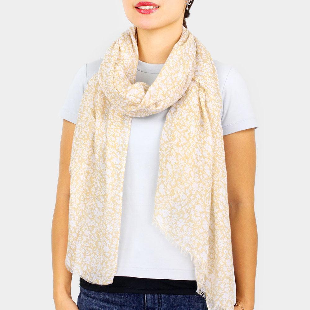 Beige Floral Print Scarf - Jewelry Store by Erik Rayo