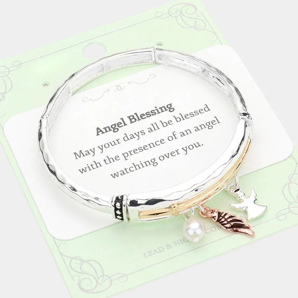 Three Tone Angel Blessing Stretch Bracelet - Jewelry Store by Erik Rayo