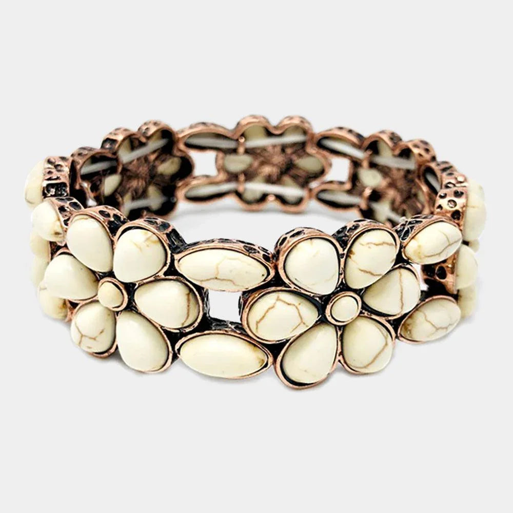 Teardrop Natural Stone Accented Stretch Bracelet - Jewelry Store by Erik Rayo